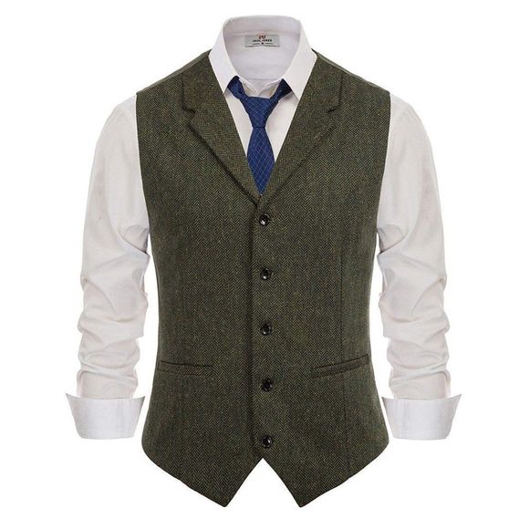 Jackets & Coats Mens Alva Slim Fit Suits Vest Waistcoat Army Green